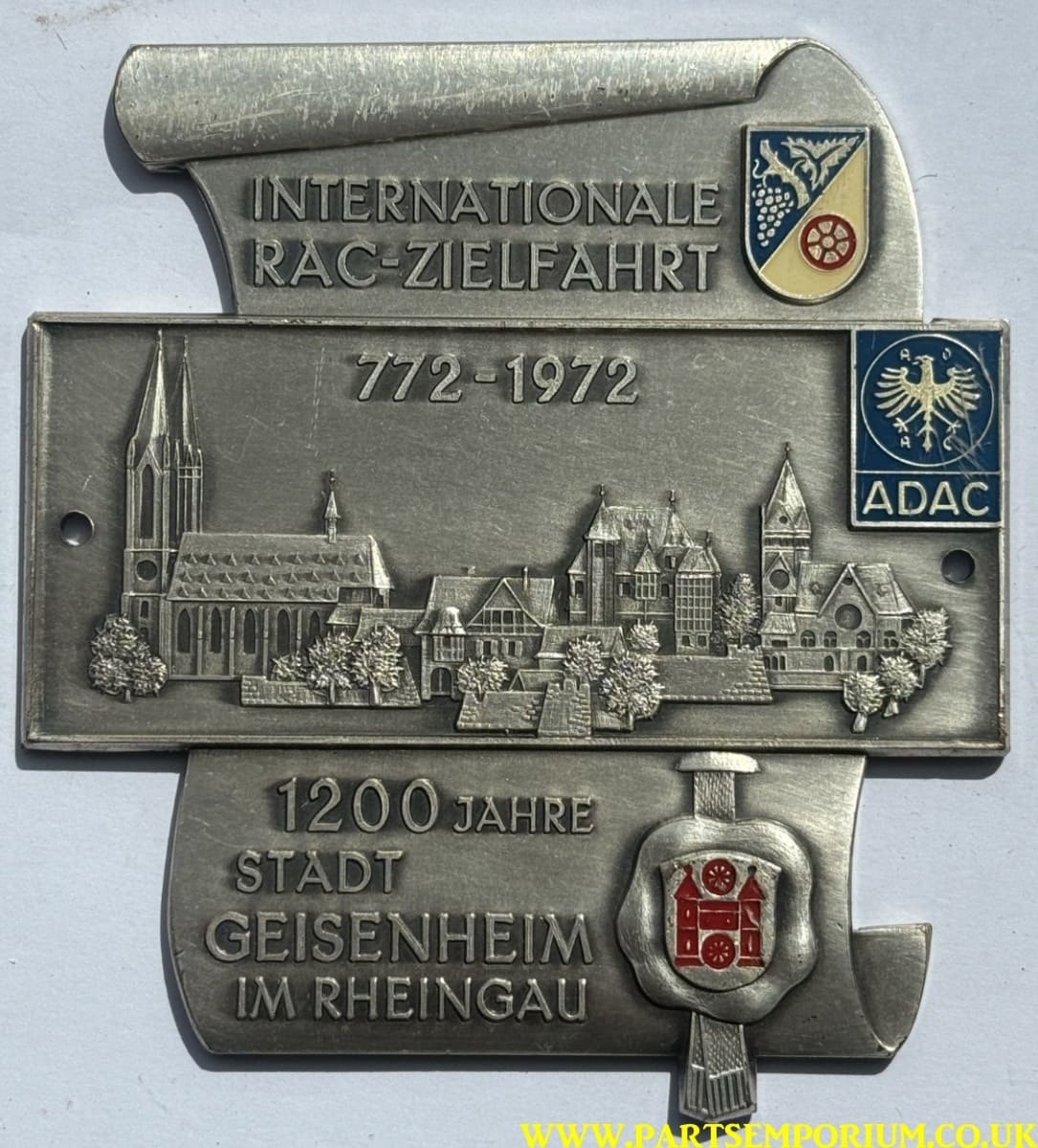 German grill badge Internationale RAC-ZielFahrt 772-1972 1200 Jahre Stadt geisenheim im rheingau