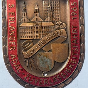 German ADAC grill badge Plaque Zuverlassigketsfahrt 1965