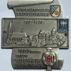 German grill badge Internationale RAC-ZielFahrt 772-1972 1200 Jahre Stadt geisenheim im rheingau