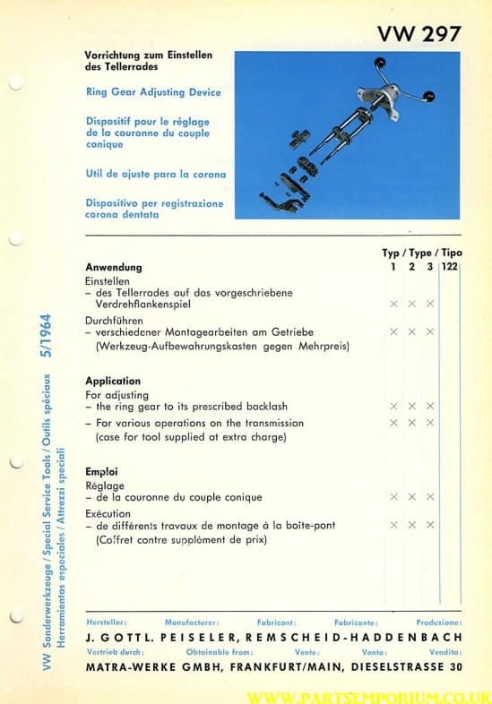 VW Special Tool V297 Peiseler Gearbox Tool - Image 10