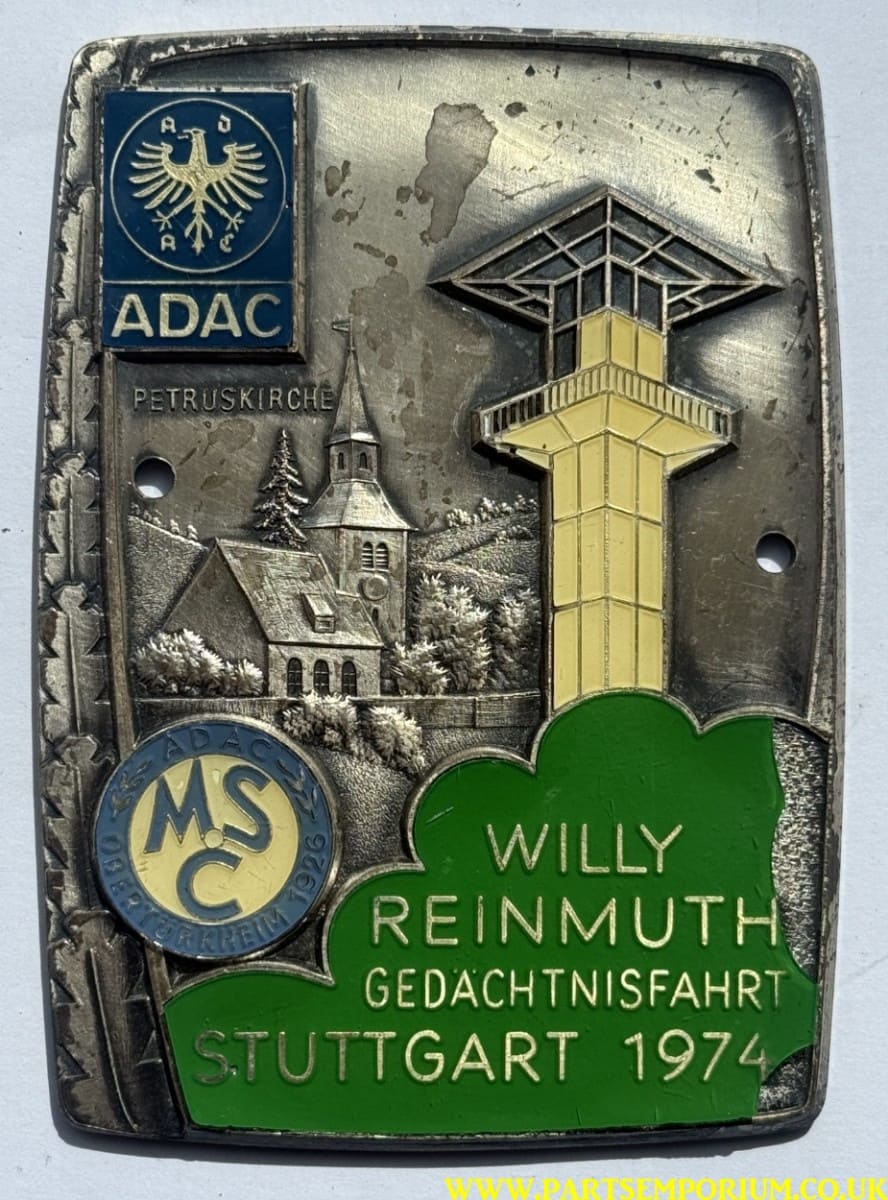 German ADAC Car Grill badge - Willy Reinmuth Gedachnisfahrt Stutgart 1974